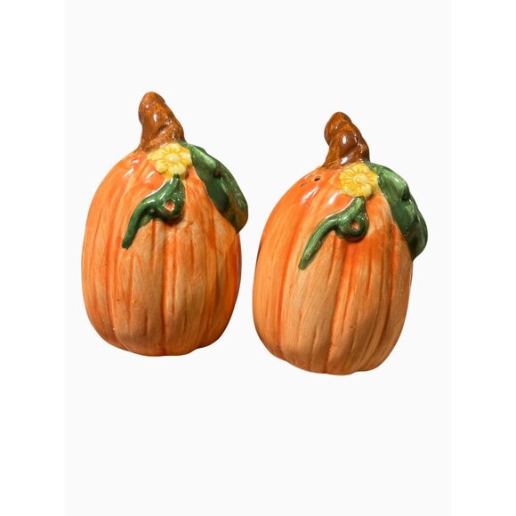 Earthenware Pumpkin Salt & Pepper Shaker Set Of 2 By Wangs International - Picture 5 of 11